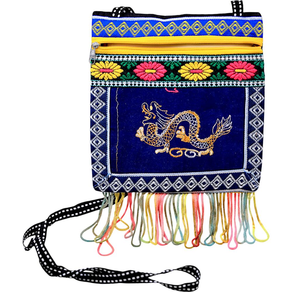 Chinese Dragon Stitched Crossbody Purse Satchel Bag